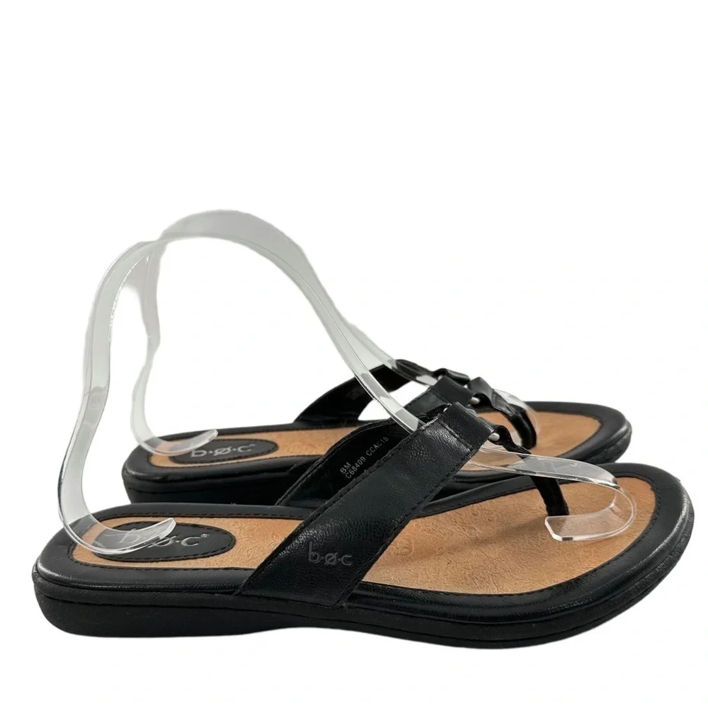 Boc born concepts size 8 black faux leather vegan thong flip flops